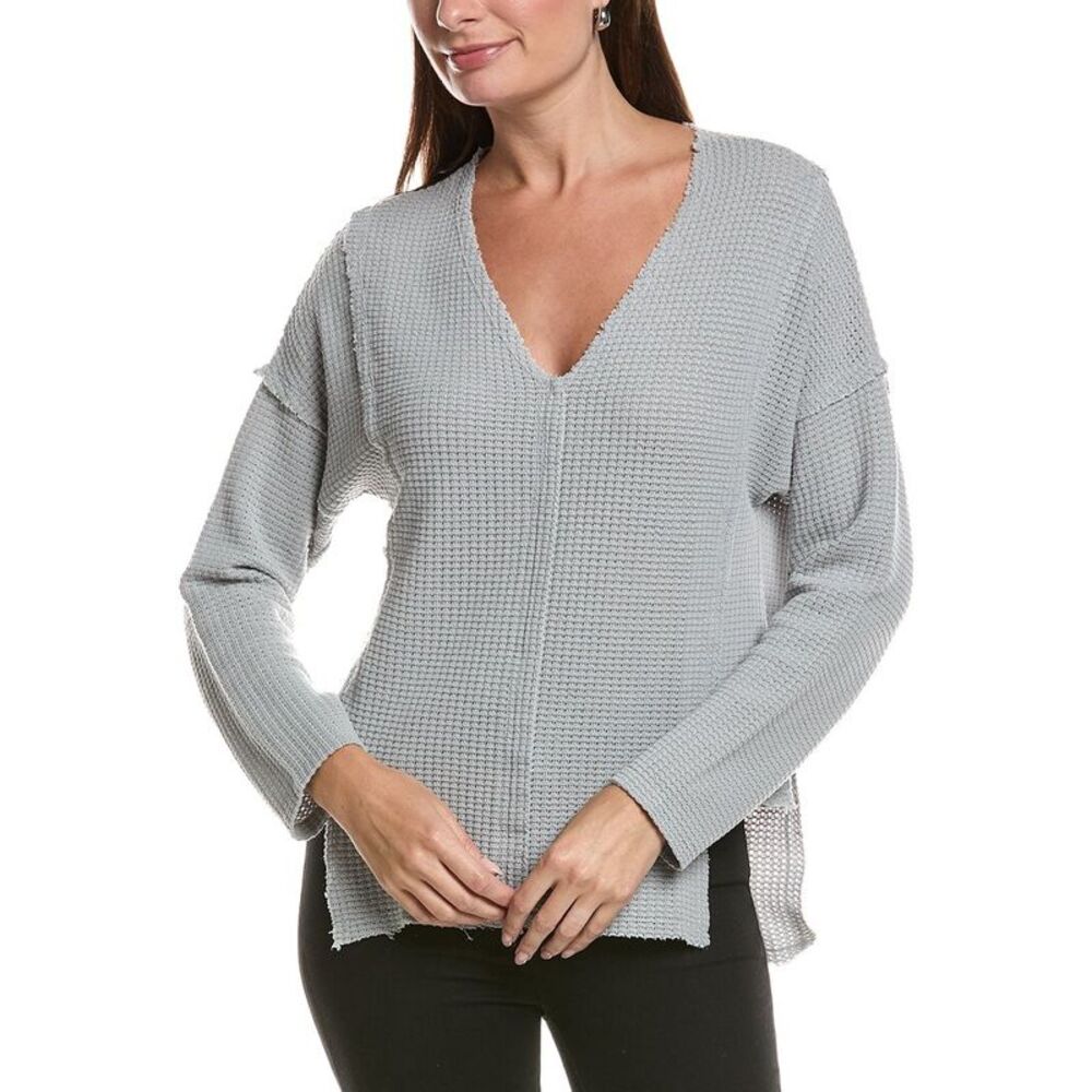 Xcvi Womens Arnie V-Neck Top, Gray